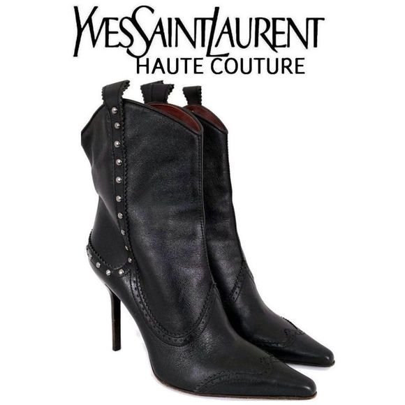 Vintage YVES SAINT LAURENT Haute Couture Ankle Boots - Picture 1 of 8